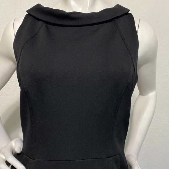 David Meister Black Cowl Neck Back Slit Sleeveless Above Knee Dress Size 4